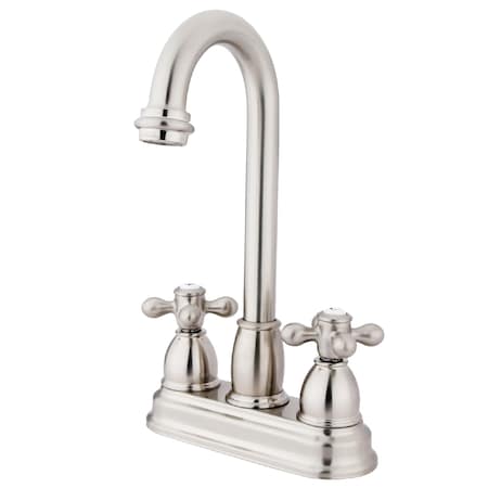 Kingston Brass Restoration, 4" Centerset Bar Faucet, Brushed Nickel KB3498AX